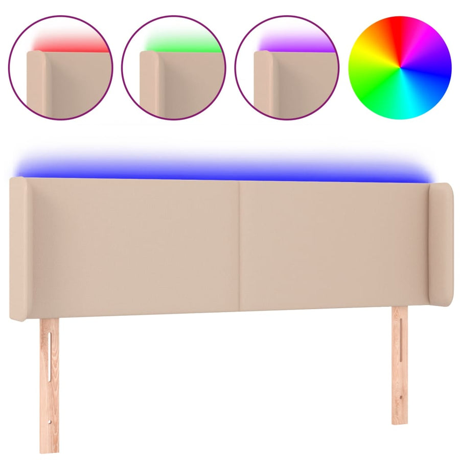 Hoofdbord LED 147x16x78/88 cm kunstleer cappuccinokleurig 147 x 16 x 78/88 cm Cappuccino