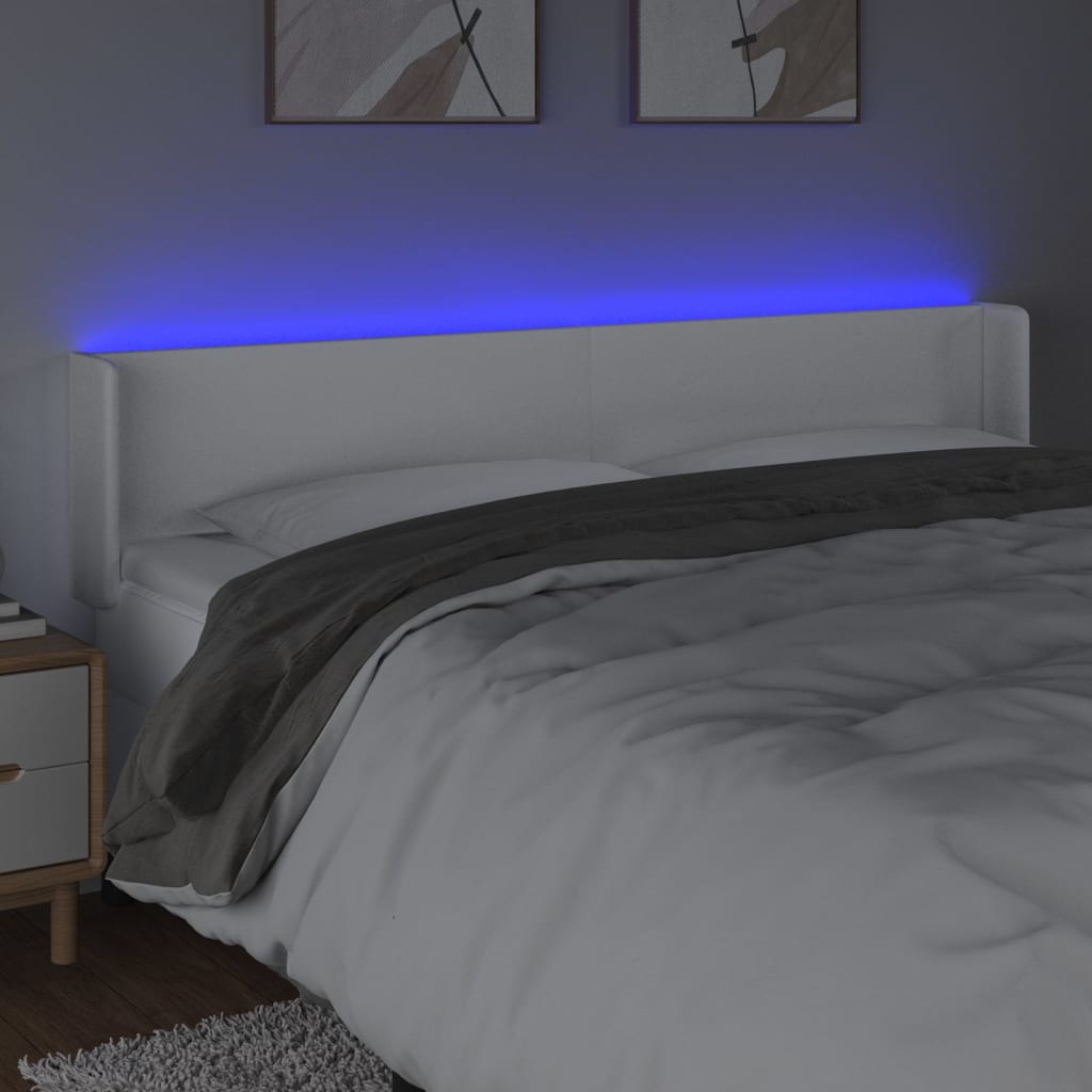 Hoofdbord LED 163x16x78/88 cm kunstleer wit 163 x 16 x 78/88 cm Wit