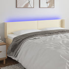 Headboard LED 163x16x78/88 cm faux leather cream