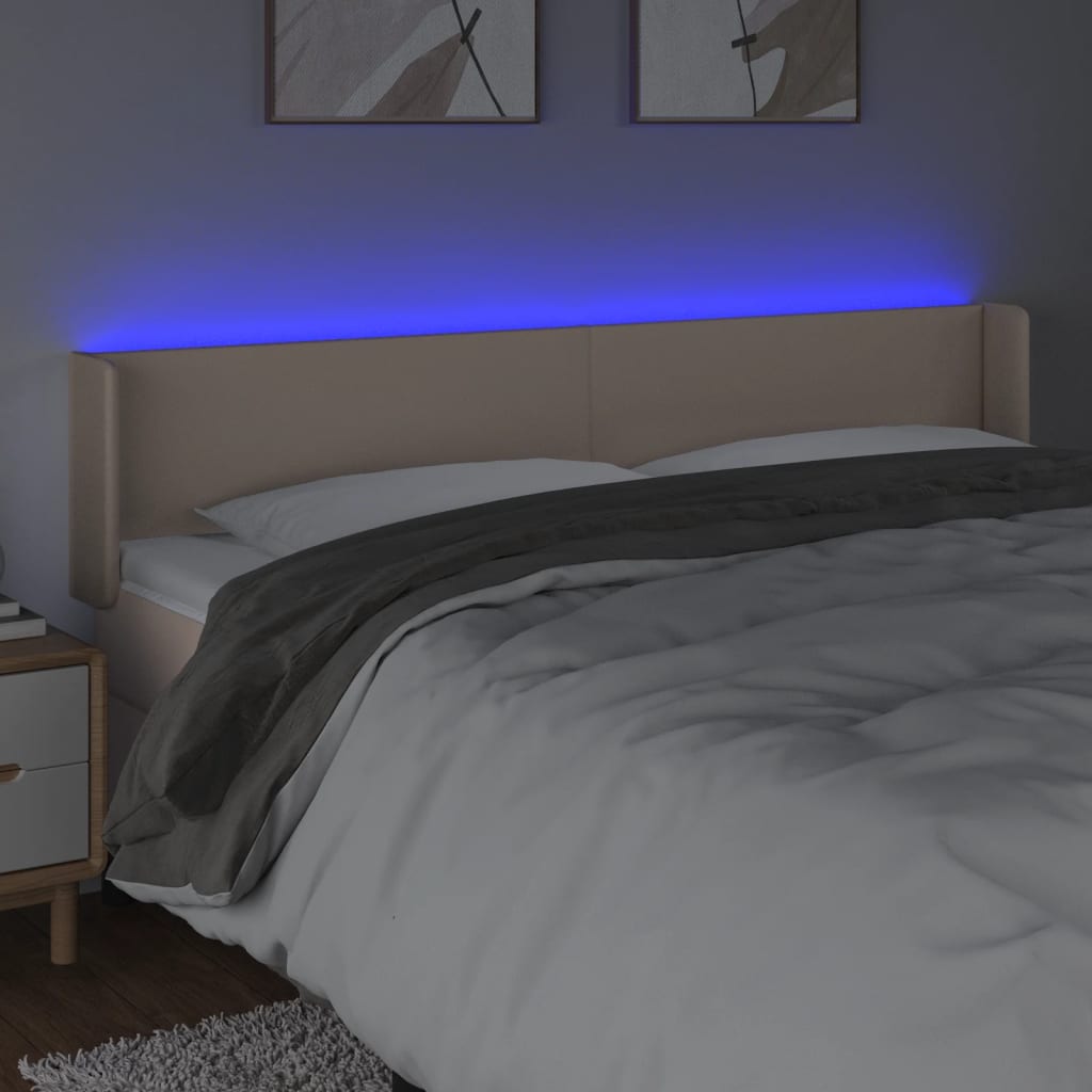 Hoofdbord LED 163x16x78/88 cm kunstleer cappuccinokleurig 163 x 16 x 78/88 cm Cappuccino