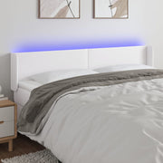 Hoofdbord 183x16x78/88 cm kunstleer wit met LED