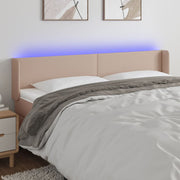 Hoofdbord 183x16x78/88 cm kunstleer cappuccino met LED