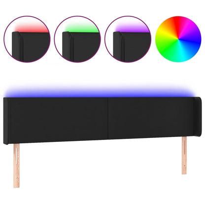 Hoofdbord LED 203x16x78/88 cm kunstleer zwart 203 x 16 x 78/88 cm Zwart