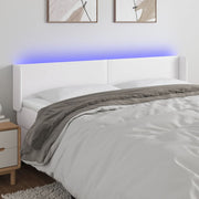 Hoofdbord 203x16x78/88 cm kunstleer wit met LED