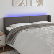 Hoofdbord 203x16x78/88 cm kunstleer grijs LED