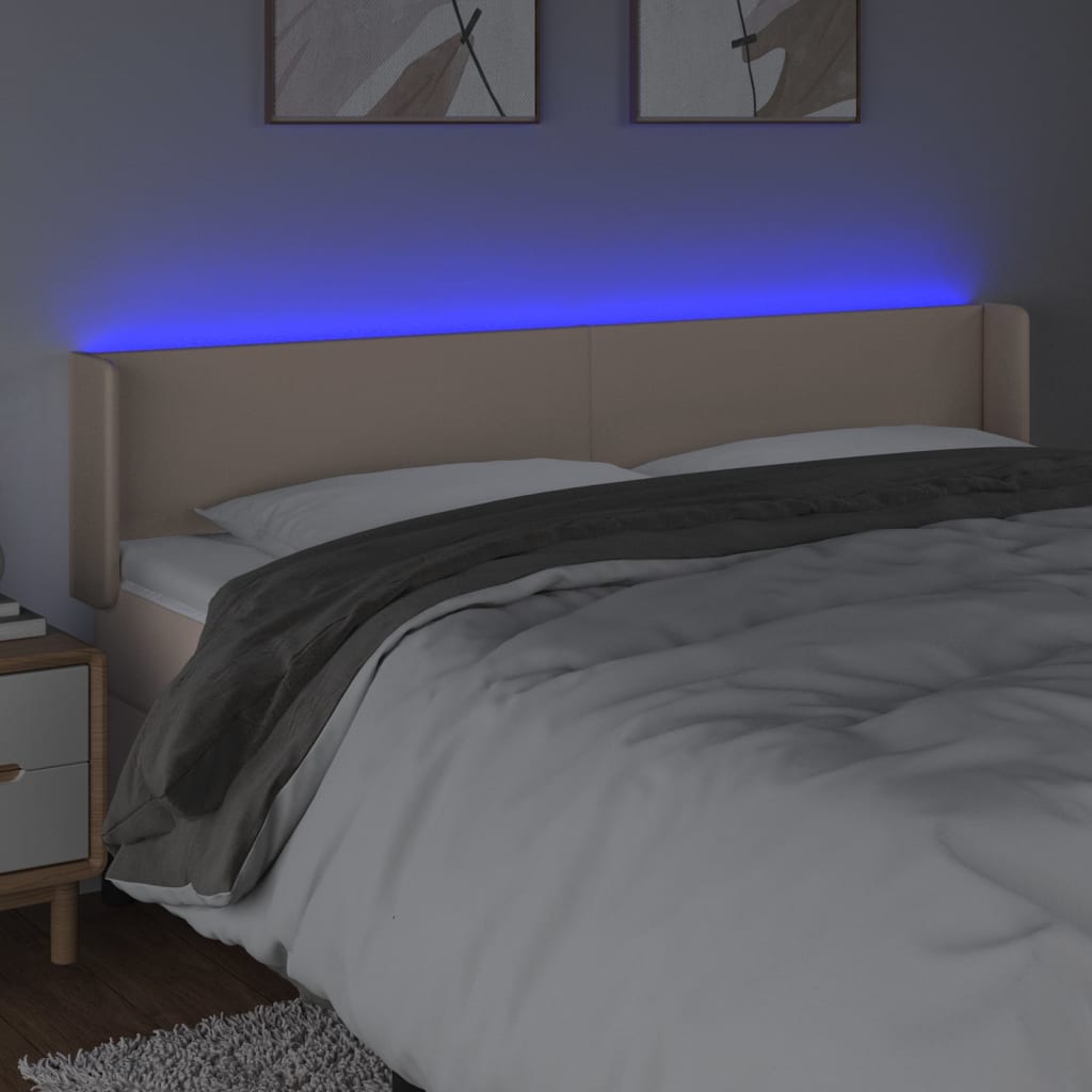 Hoofdbord LED 203x16x78/88 cm kunstleer cappuccinokleurig 203 x 16 x 78/88 cm Cappuccino