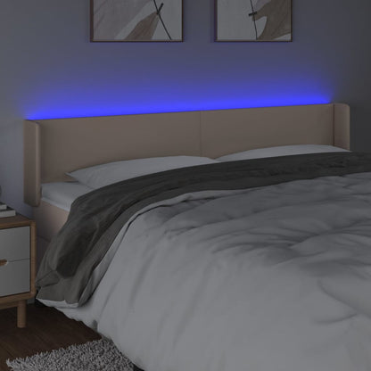 Hoofdbord LED 203x16x78/88 cm kunstleer cappuccinokleurig 203 x 16 x 78/88 cm Cappuccino