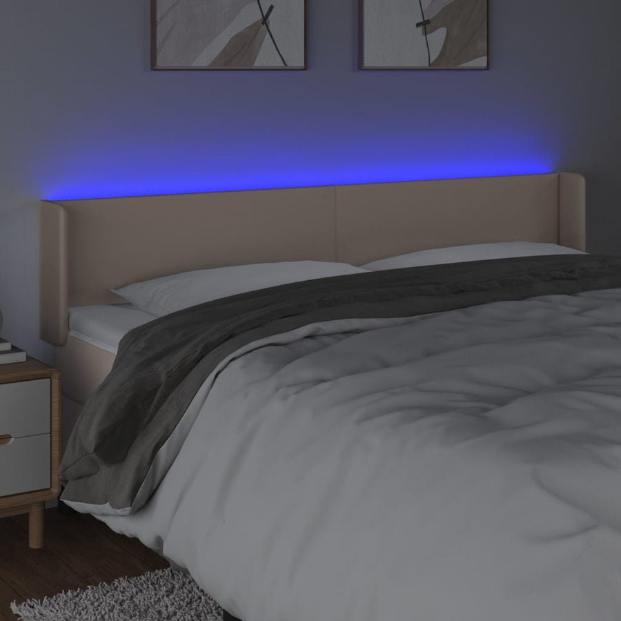 Hoofdbord LED 203x16x78/88 cm kunstleer cappuccinokleurig 203 x 16 x 78/88 cm Cappuccino