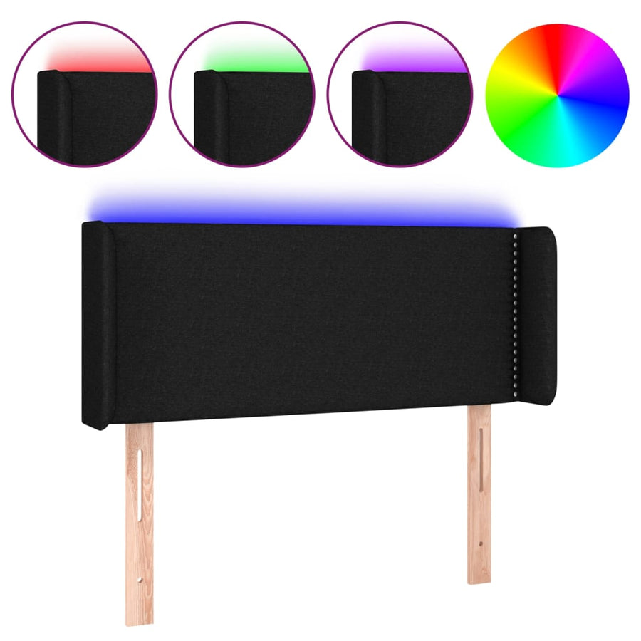 Hoofdbord Led Stof Zwart 83 x 16 x 78/88 cm