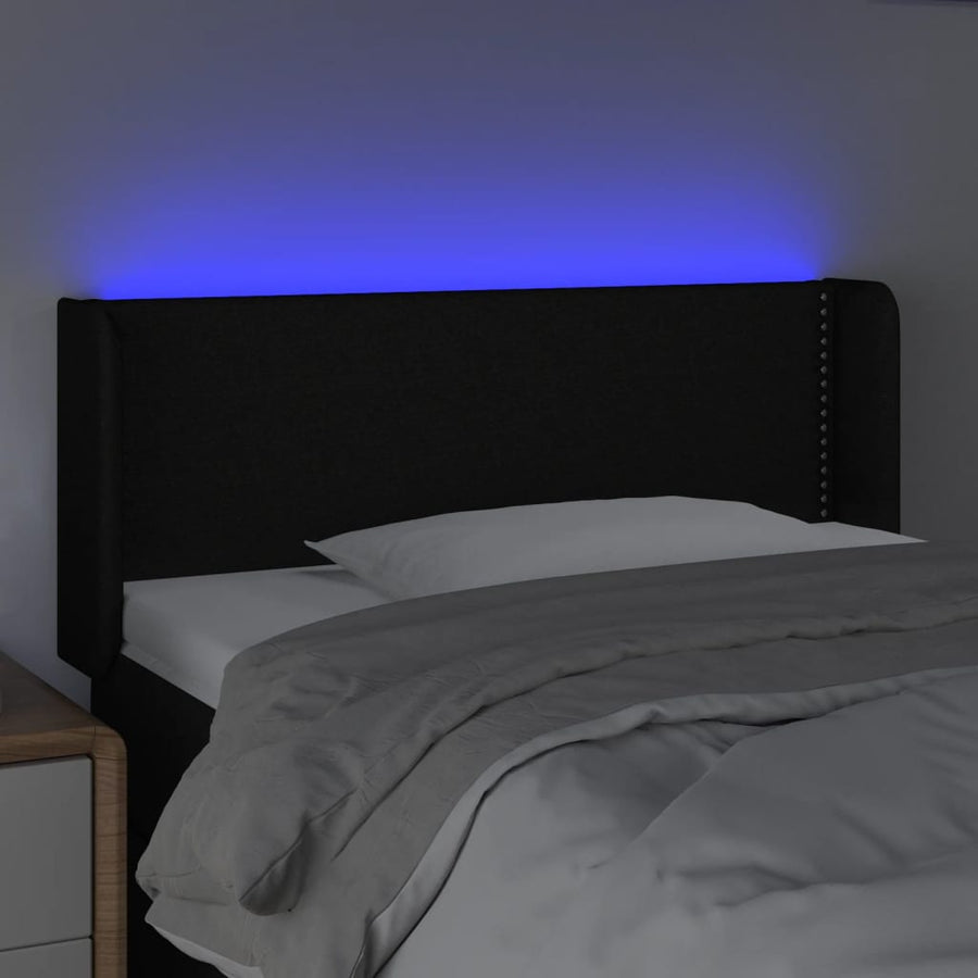 Hoofdbord Led Stof Zwart 83 x 16 x 78/88 cm