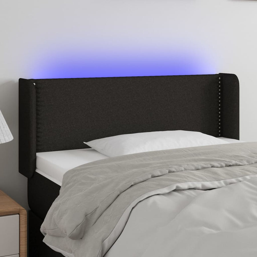 Hoofdbord Led Stof Zwart 83 x 16 x 78/88 cm