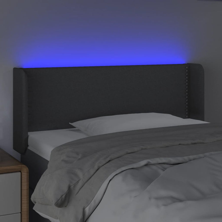 Hoofdbord Led Stof Donkergrijs 93 x 16 x 78/88 cm