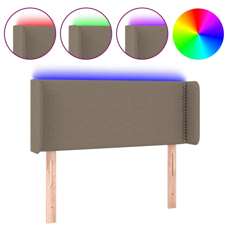 Hoofdbord Led Stof Taupe 93 x 16 x 78/88 cm
