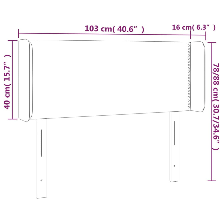 Hoofdbord Led Stof Lichtgrijs 103 x 16 x 78/88 cm