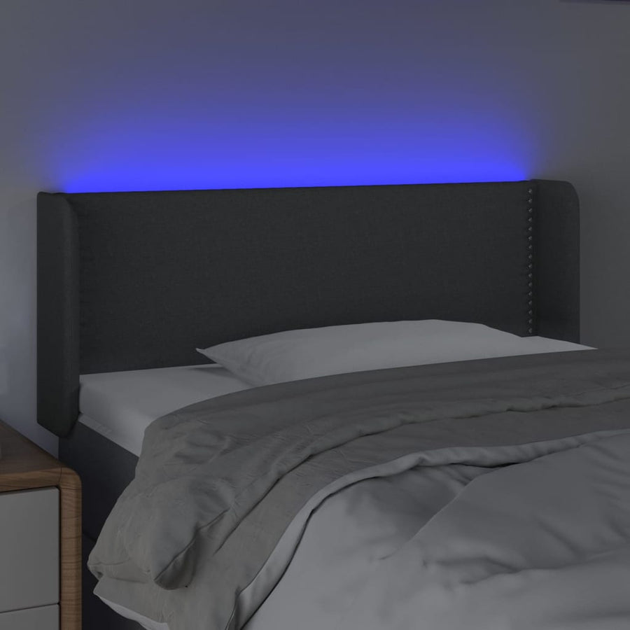 Hoofdbord Led Stof Donkergrijs 103 x 16 x 78/88 cm