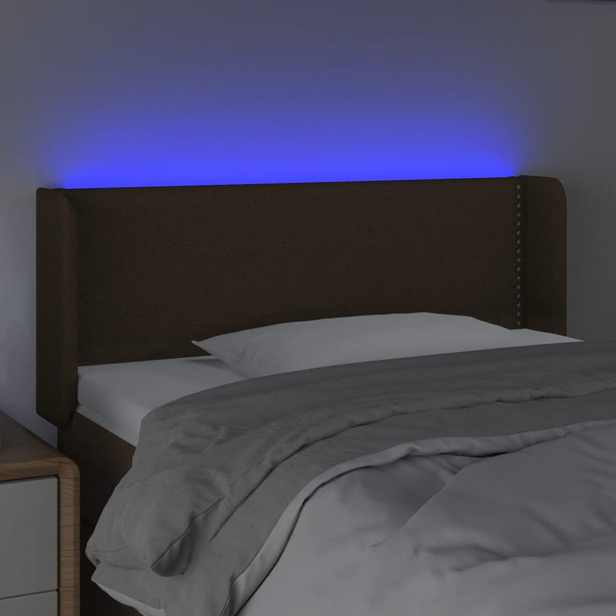 Hoofdbord LED 103x16x78/88 cm stof donkerbruin 103 x 16 x 78/88 cm