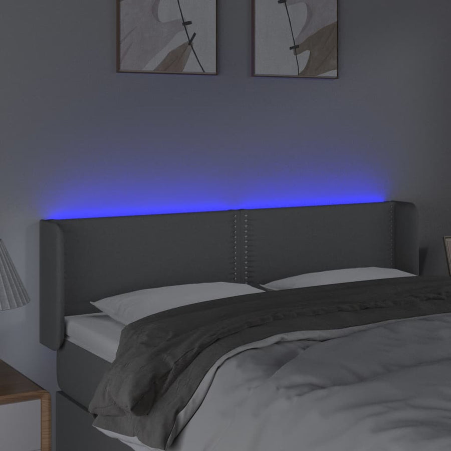 Hoofdbord Led Stof Lichtgrijs 147 x 16 x 78/88 cm