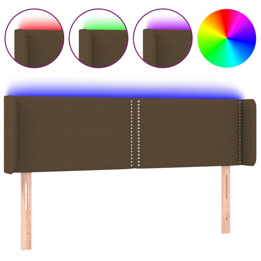 Hoofdbord LED 147x16x78/88 cm stof donkerbruin 147 x 16 x 78/88 cm
