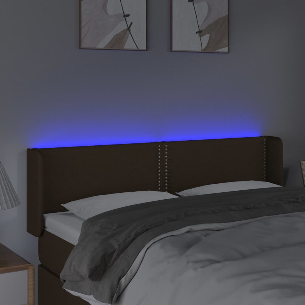 Hoofdbord LED 147x16x78/88 cm stof donkerbruin 147 x 16 x 78/88 cm