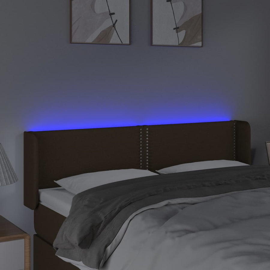 Hoofdbord LED 147x16x78/88 cm stof donkerbruin 147 x 16 x 78/88 cm