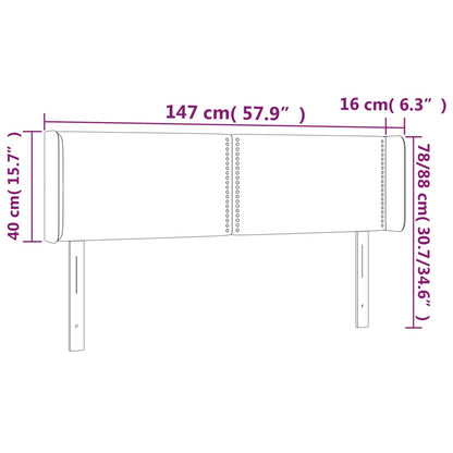 Hoofdbord LED 147x16x78/88 cm stof donkerbruin 147 x 16 x 78/88 cm