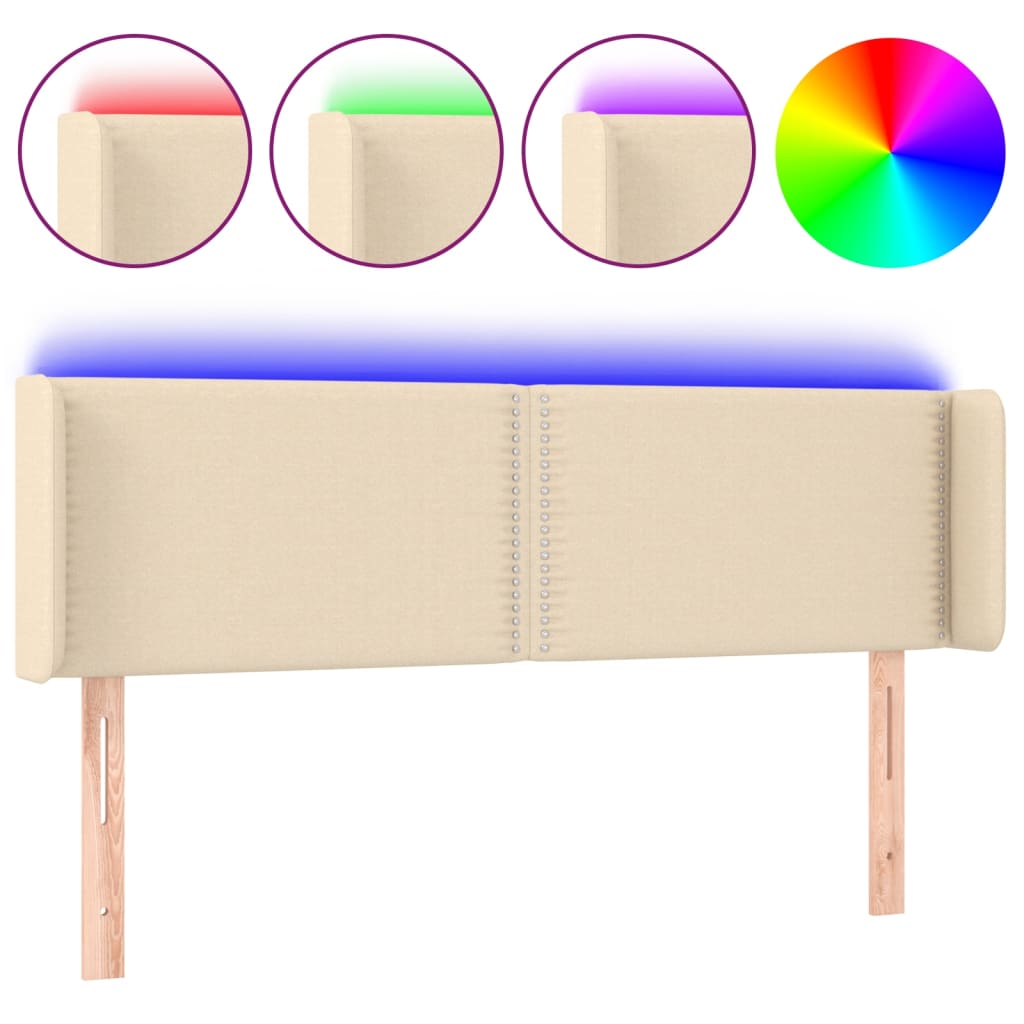Hoofdbord Led Stof Kleurig Crème 147 x 16 x 78/88 cm