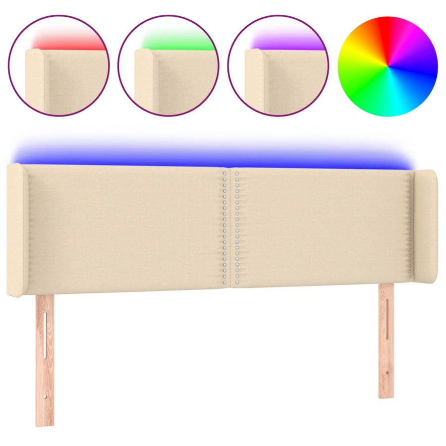 Hoofdbord Led Stof Kleurig Crème 147 x 16 x 78/88 cm