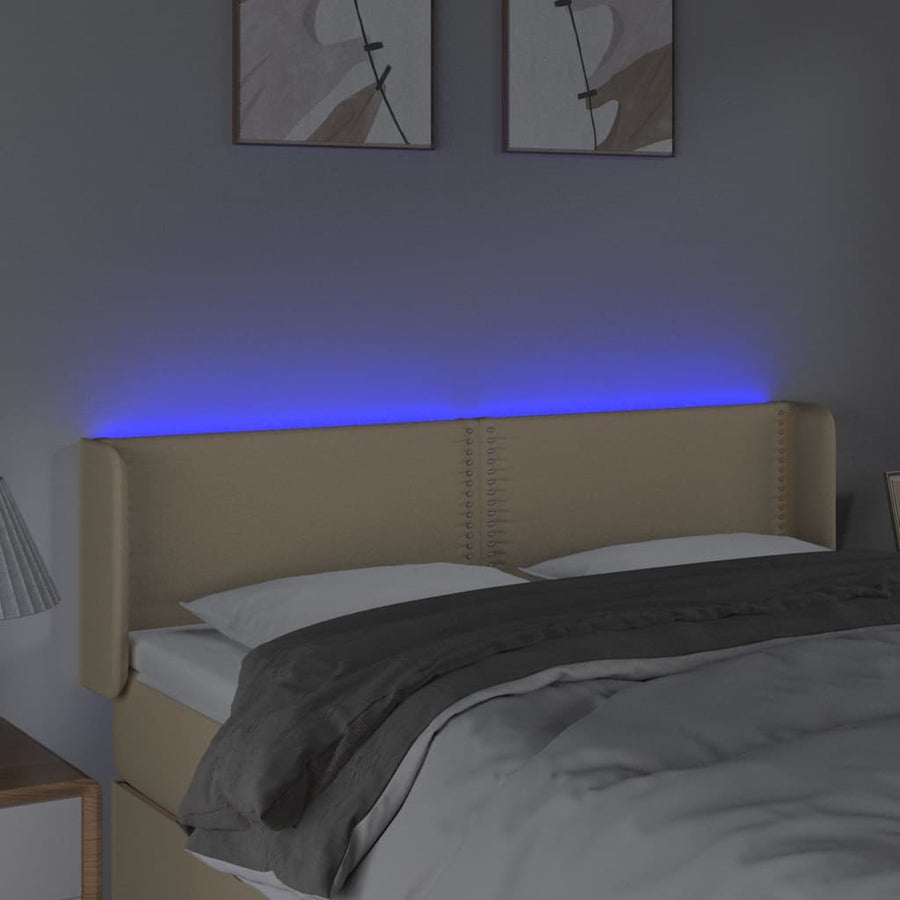 Hoofdbord Led Stof Kleurig Crème 147 x 16 x 78/88 cm