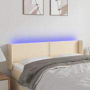 Hoofdbord 147x16x78/88 cm stof crèmekleurig LED