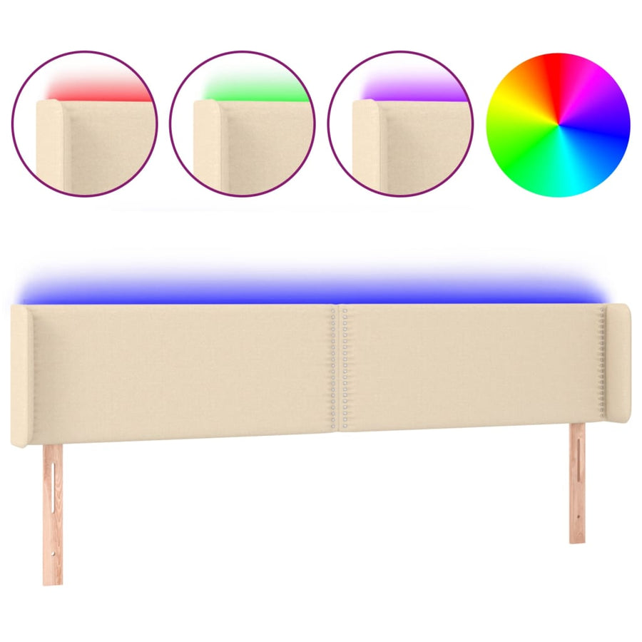Hoofdbord Led Stof Kleurig Crème 183 x 16 x 78/88 cm