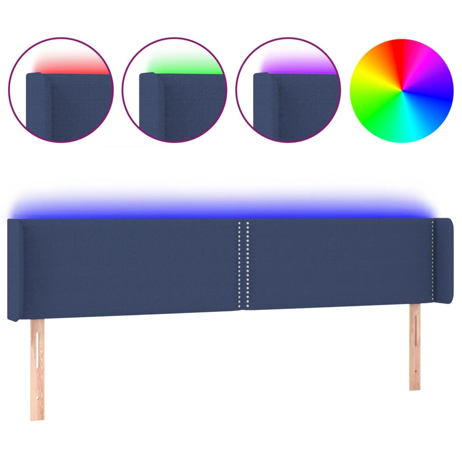 Hoofdbord Led Stof Blauw 183 x 16 x 78/88 cm