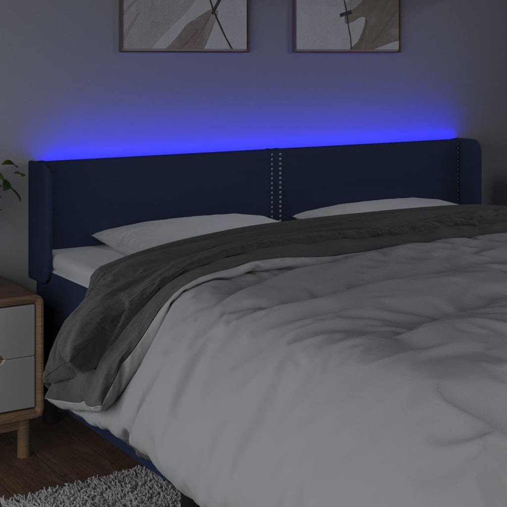 Hoofdbord Led Stof Blauw 183 x 16 x 78/88 cm