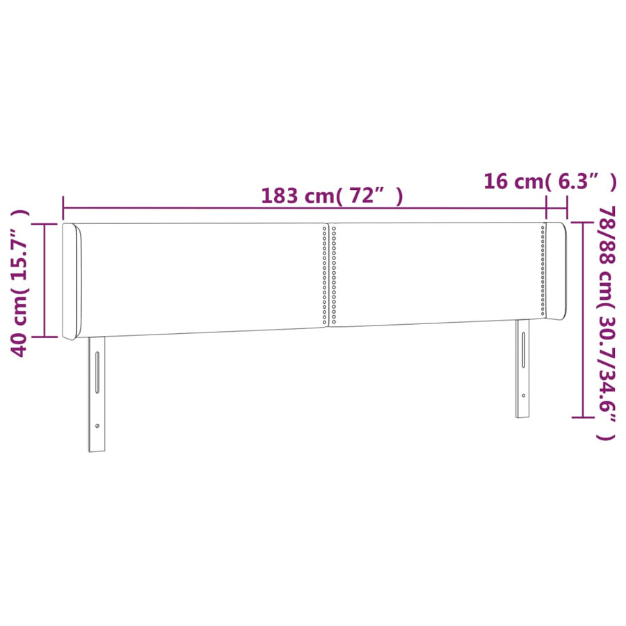 Hoofdbord Led Stof Blauw 183 x 16 x 78/88 cm
