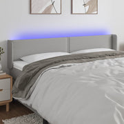 Hoofdbord LED 203x16x78/88 cm lichtgrijs stof