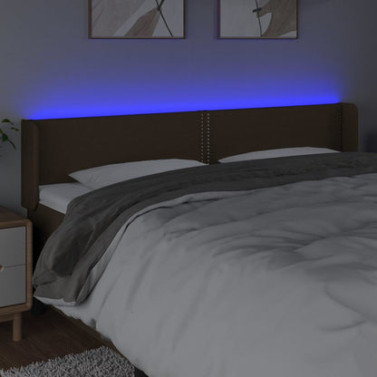 Hoofdbord Led Stof Donkerbruin 203 x 16 x 78/88 cm