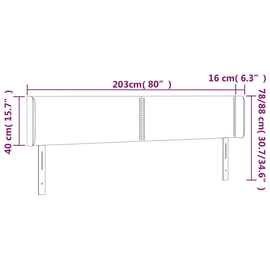 Hoofdbord Led Stof Donkerbruin 203 x 16 x 78/88 cm