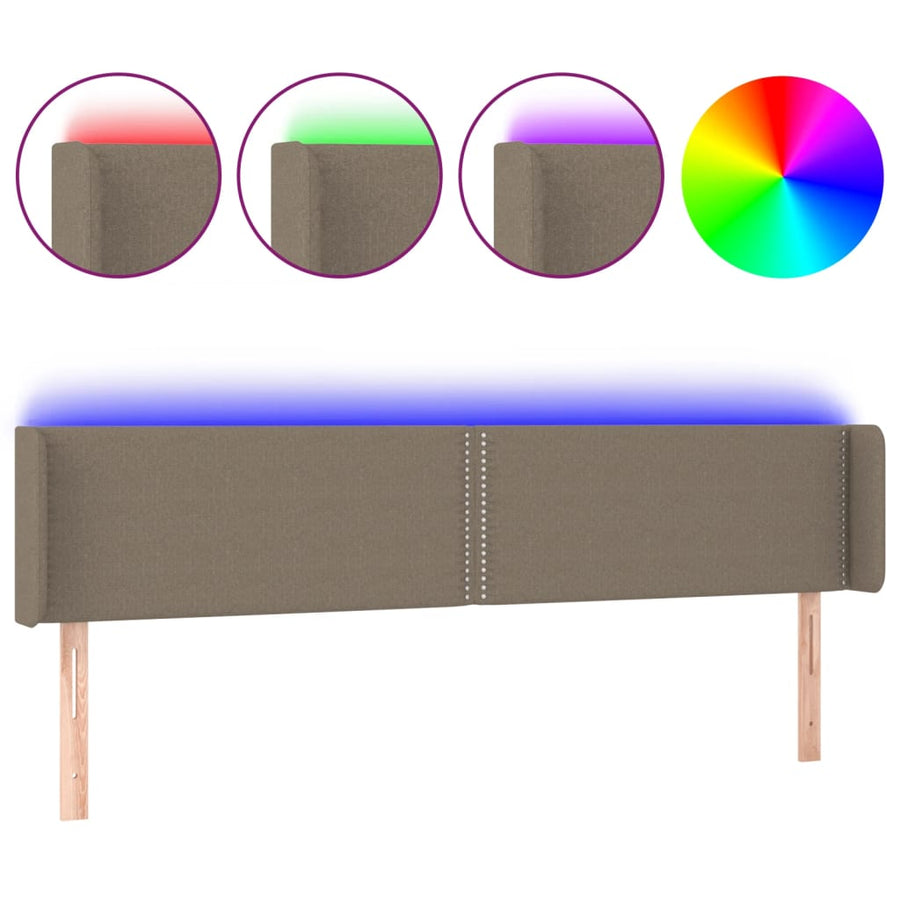Hoofdbord Led Stof Taupe 203 x 16 x 78/88 cm