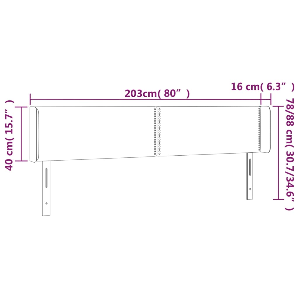 Hoofdbord Led Stof Kleurig Crème 203 x 16 x 78/88 cm