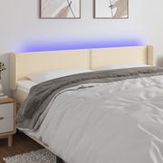 Hoofdbord 203x16x78/88 cm stof crèmekleurig LED
