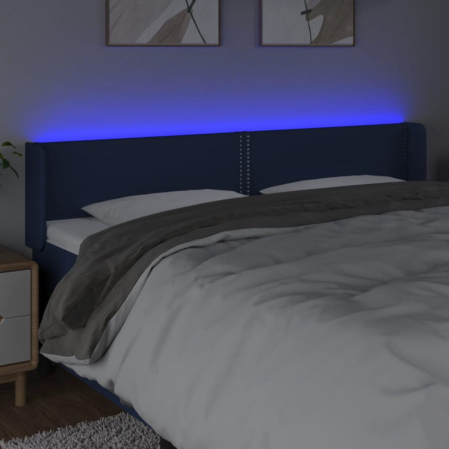 Hoofdbord Led Stof Blauw 203 x 16 x 78/88 cm