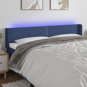 Hoofdbord 203x16x78/88 cm stof blauw LED