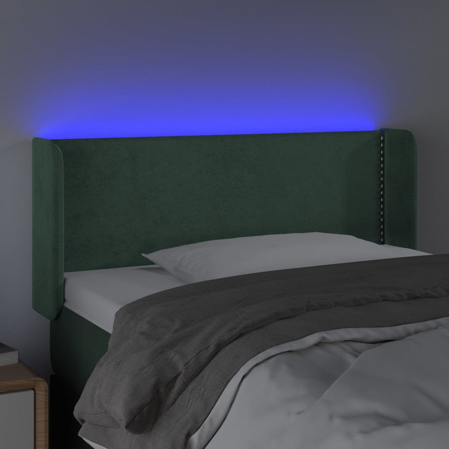 Hoofdbord Led Fluweel 1 83 x 16 x 78/88 cm Donkergroen