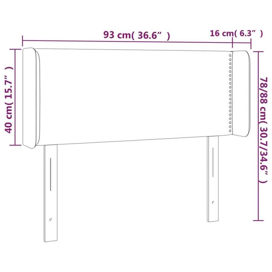 Hoofdbord Led 93X16X78/88 Cm Fluweel Donkergrijs 93 x 16 x 78/88 cm