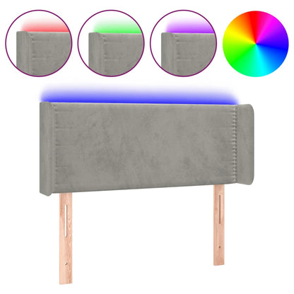 Hoofdbord Led Fluweel 103 x 16 x 78/88 cm Lichtgrijs