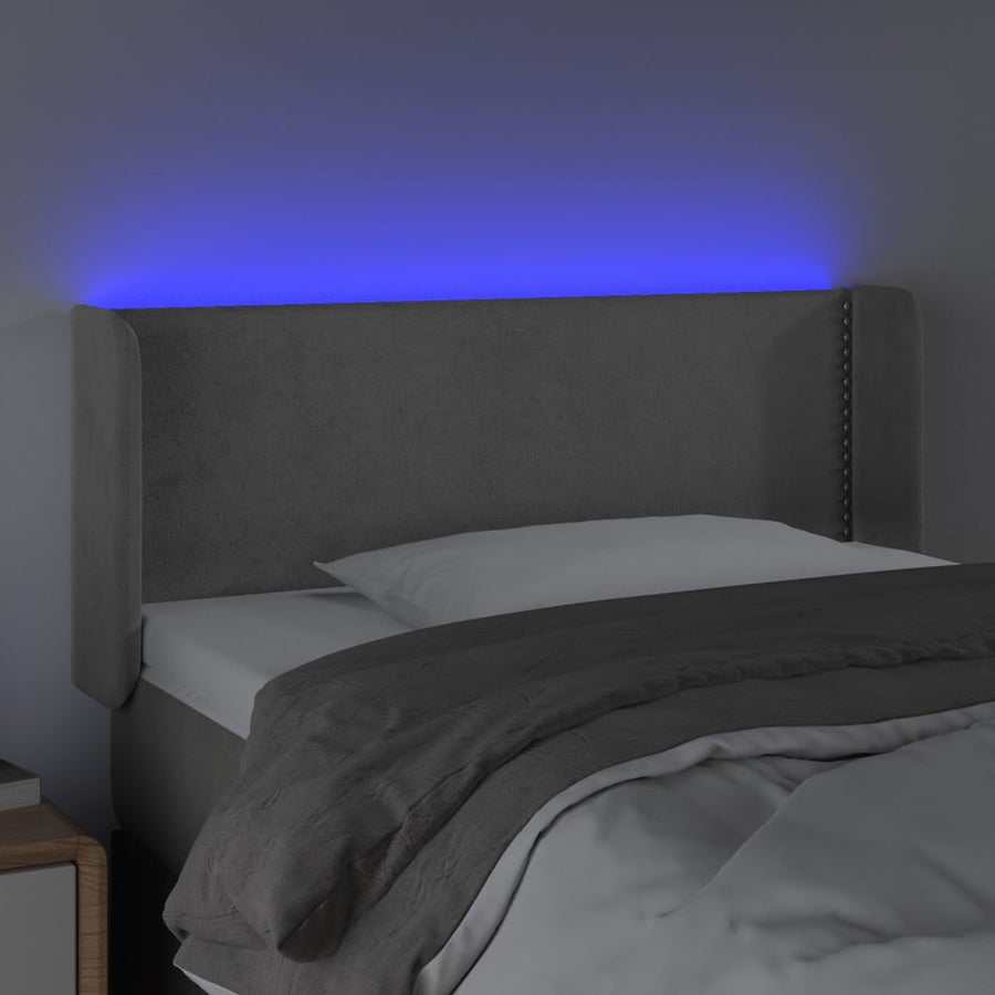 Hoofdbord Led Fluweel 103 x 16 x 78/88 cm Lichtgrijs