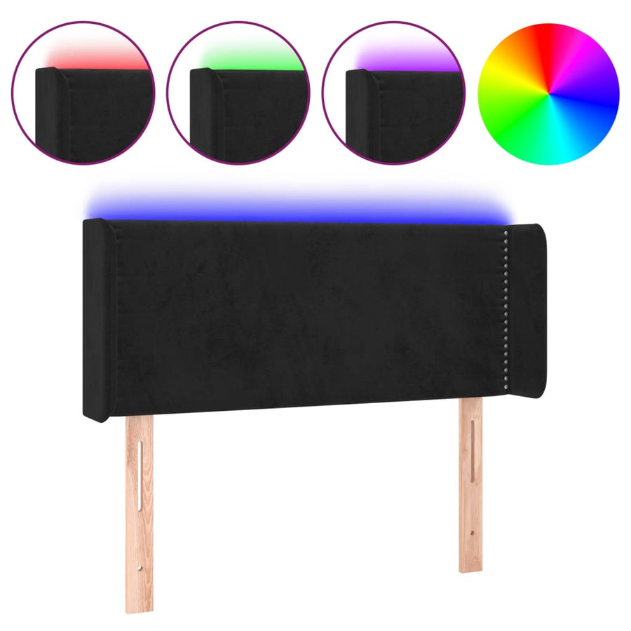 Hoofdbord LED 103x16x78/88 cm fluweel zwart 103 x 16 x 78/88 cm Zwart