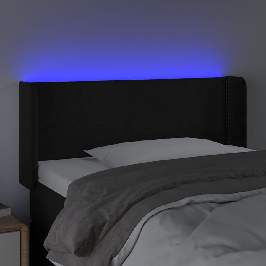 Hoofdbord LED 103x16x78/88 cm fluweel zwart 103 x 16 x 78/88 cm Zwart