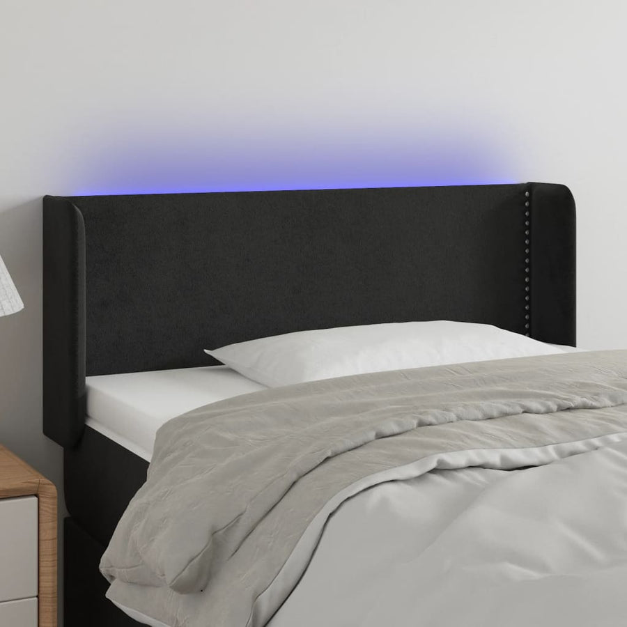 Hoofdbord LED 103x16x78/88 cm fluweel zwart 103 x 16 x 78/88 cm Zwart