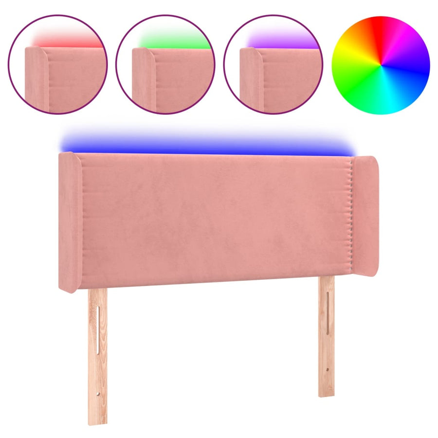 Hoofdbord Led Fluweel 103 x 16 x 78/88 cm Roze