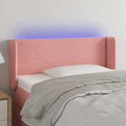 Hoofdbord 103x16x78/88 cm fluweel roze LED